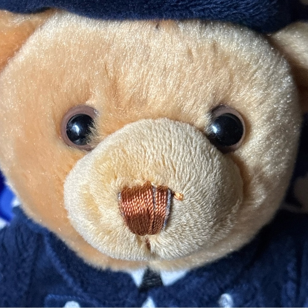 Plush Police Bear Toy - Tan and Blue kids stuffed animal used - Picture 3 of 16